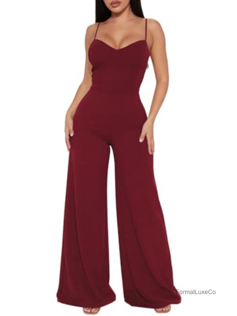 Corset Jumpsuit with Spaghetti Straps Wide Leg Sleeveless